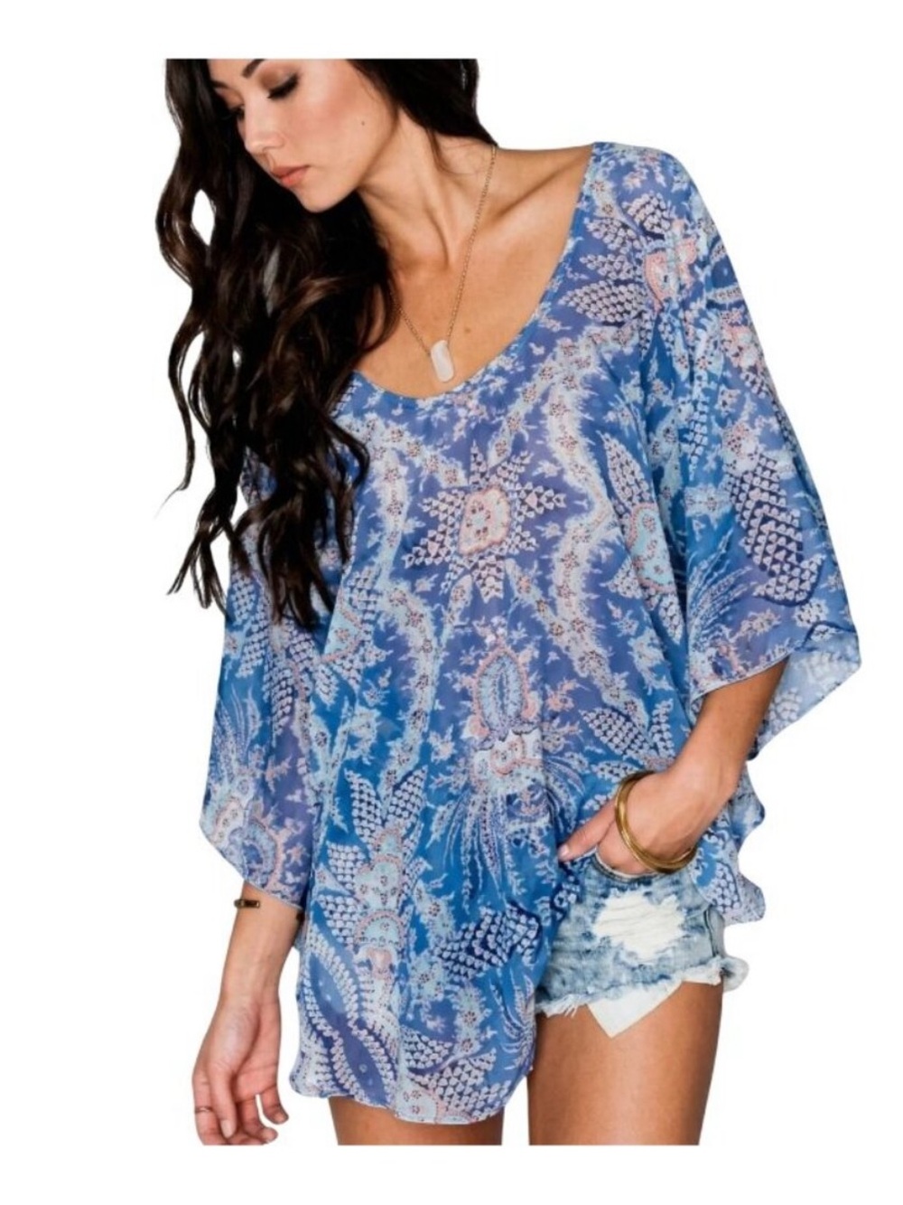 Show Me Your Mumu Blue Floral Print Tank Top